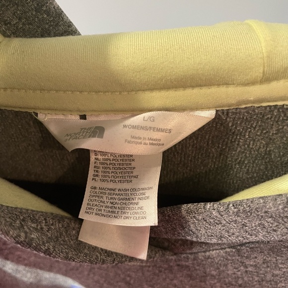 North‎ Face Grey and Neon Green Hoodie. Size L - Picture 4 of 4